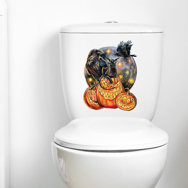 Dww-2 kpl Korppi Kurpitsa WC-tarra, Hauska seinätarra WC:lle, Kylpyhuoneeseen, Keittiöön, PVC