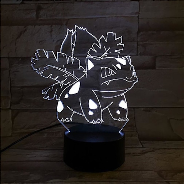 Ny, lämplig Bulbasaur 3d LED-nattlampa sovrumsbordslampa färgförändring