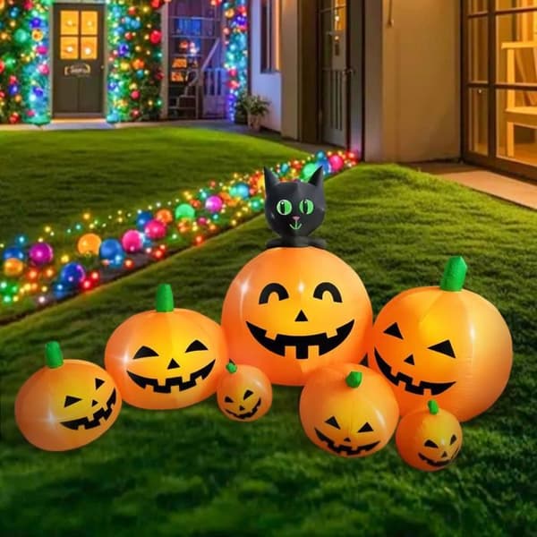 Halloween-dekorasjoner!!! Oppblåsbare leker - 7 oppblåsbare gresskarskjeletter - Polyesterstoff - med lys