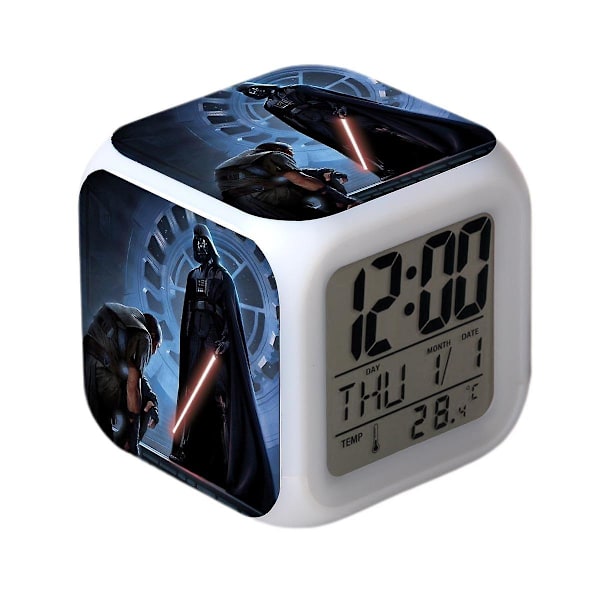 Star Wars väckarklocka film The Force Awakens LED väckarklocka fyrkantig klocka digital väckarklocka med tid, temperatur, alarm, datum