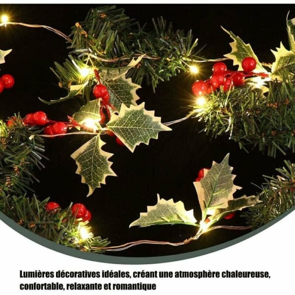 LED-julelys, furu-kobbertrådlys, LED-lys for juletre/fest/bryllup/hjemmedekorasjon (rød frukt)