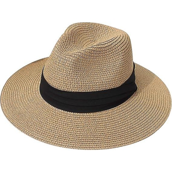 Dam stråhatt för män Panamahatt sommarsolhatt med bred brätte anti-UV strand resesolhatt