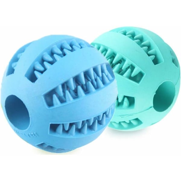 Interaktiv leksaksboll för hundar och katter för tandrengöring, gummituggboll, IQ-träningsboll, leksak för hundar, valpar och katter (7 cm, blå) - DKSFJKL