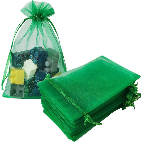 50 st presentpåsar organza 5x7 tum grön tum dragsnöre genomskinligt tyg resor