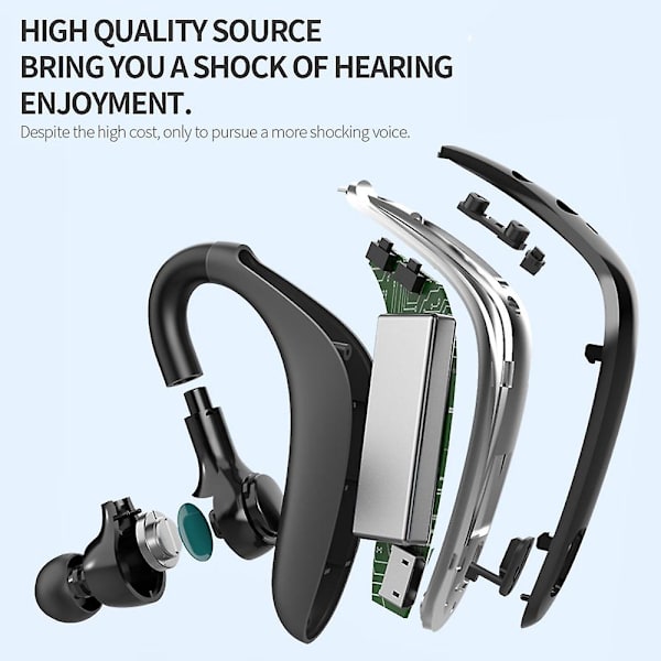 Langattomat V5.0 Bluetooth-kuulokkeet korvan sisäiset kevyet kuulokkeet - musta