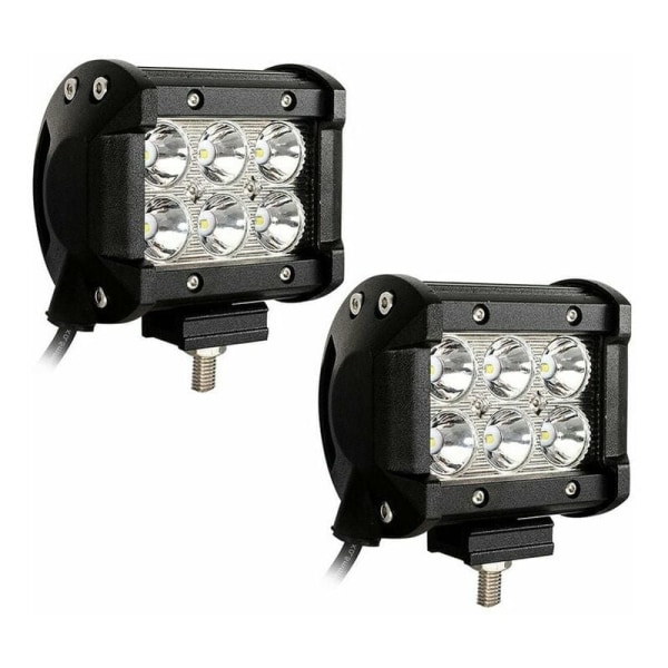 Hengda Työvalo 2x 18W Neliömäinen LED-ajovalo 12V 24V Ajovalo IP67 Vedenpitävä Offroad Työvalo Moottoripyörän ATV SUV:lle - Musta