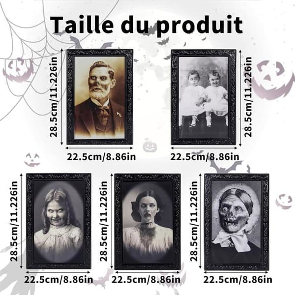 Sæt med 5 Halloween Lentikulære Vægdekorationer, til Kostumefester og Dekorationer