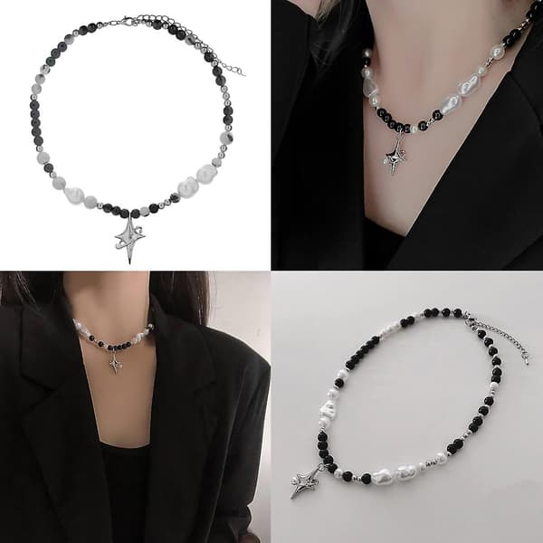 Legering Barock Kristall Pärla Y2k Halsband Legering Material Present För Kvinnor Flickor