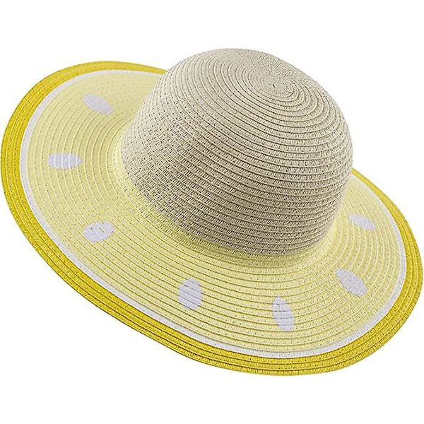 Dww-Gul-Jente Halmhatter, Barnas Sommer Solhatt for Strandtur, Fotturer