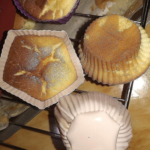 4 stk/sæt Mini 4 Stilarter Form Silikone Muffin Kage Bageforme Bagetilbehør (Abrikos)