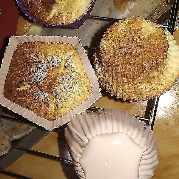 4 stk./sæt Mini 4 Styles Form Silikone Muffin Kage Bageforme Bage Tilbehør(Abrikos)