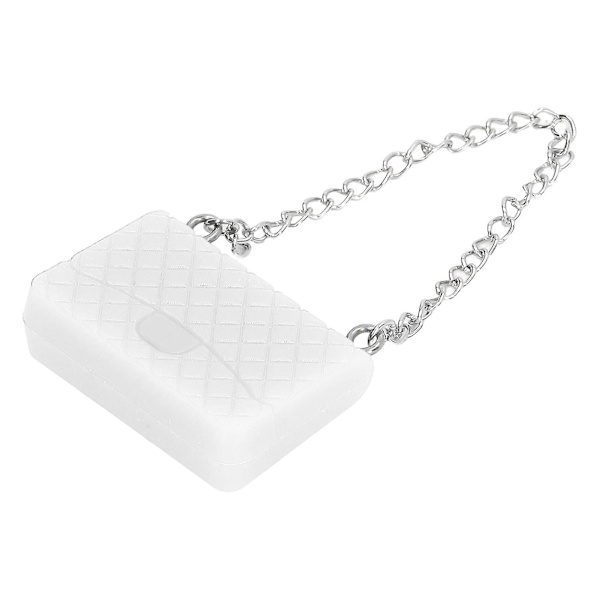 Dukkehåndtaske i lyse farver med fint håndværk Delikat miniature dukkehus taske rekvisitter til 1:12 dukkehus Hvid