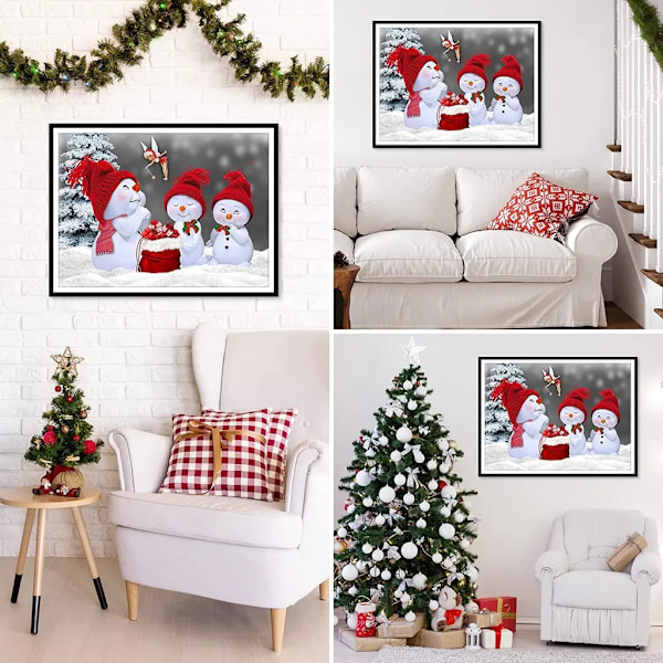 Målningar, 5D Diamantmålning Jul, 5D Snögubbe Dvärgar Diamantmålning, DIY Diamantmålning Jul Diamantmålning Set Bilder 30 x 40 CM