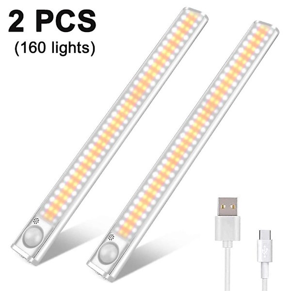 2 stk. Human Body Induction Cabinet Light - Single Version 160 Lamp Beads