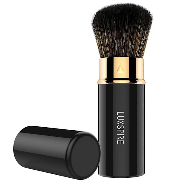 Rougeborste Makeup, Professionell Puderborste, Inbyggd Kabukiborste för Resor, Rouge Bronzer, Konturering Blandning, Polering, Puderfoundation