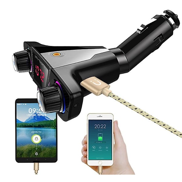 Kaksi USB-monitoiminen auton FM-lähetin MP3 Bluetooth-soitin Auton laturi Bluetooth Hands-free FM-lähetin