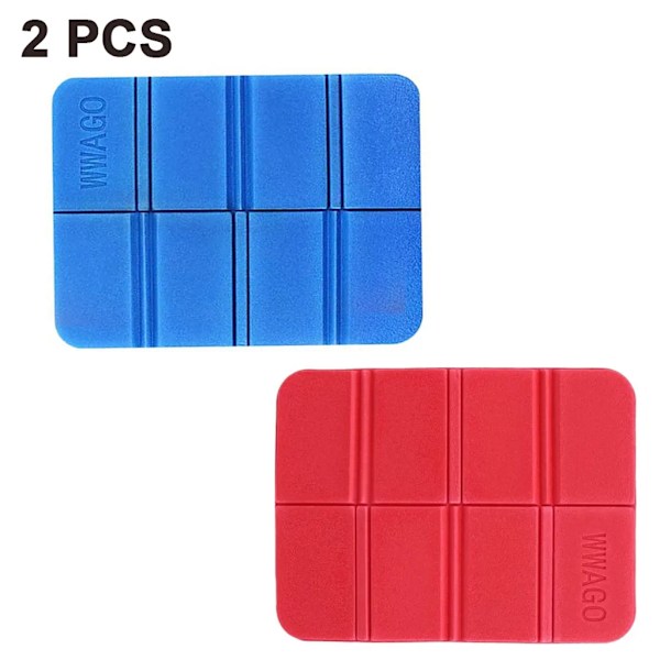 2-pack Hopfällbara Utomhussittdynor, Vattentäta Termiska Dynor för Trädgård, Camping, Picknick - Röd och Blå