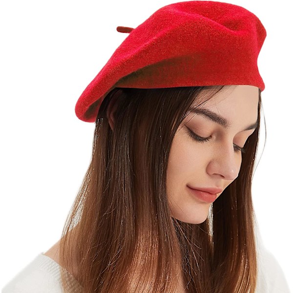 Ull Beret Lue Fransk Beret Lue Vinter Kunstner Maler Lue Ensfarget Til Kvinner
