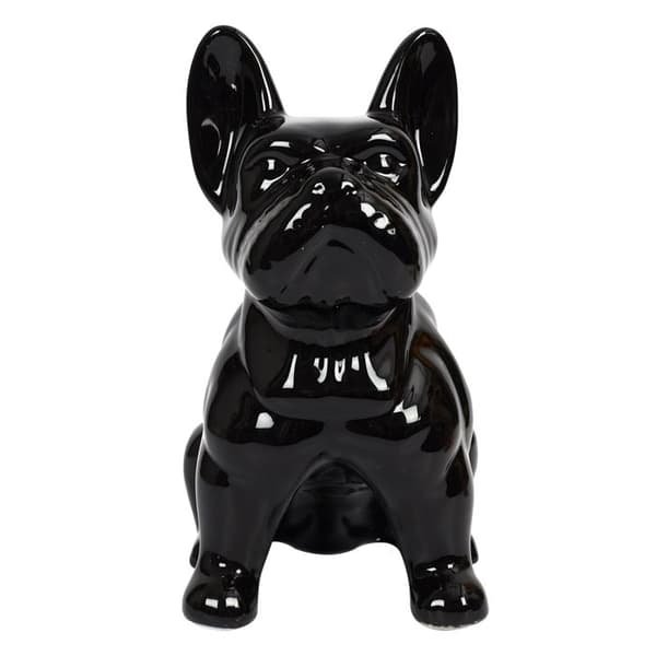 Statuette - HOME DECO FACTORY - Bulldog - Keramik - Marmoreret - Sort