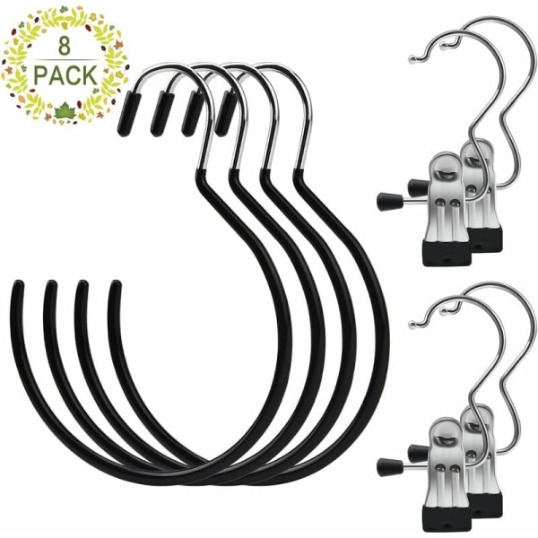8 delar halsdukshållare, halsdukshållare, slipshållare, halsdukshållare, ringar, halsduksförvaring, slipshållare, halsdukshållare för halsdukar, slipsar, skärp, mössa (svart)