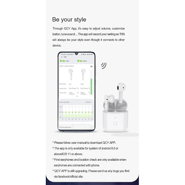Qcy T8s Langattomat Bluetooth-kuulokkeet Dual Ear Sports In -kuulokkeet Puolet akusta Pystysuora kuuloke Puoli kierros Kuuloke Kuuloke Kuuloke