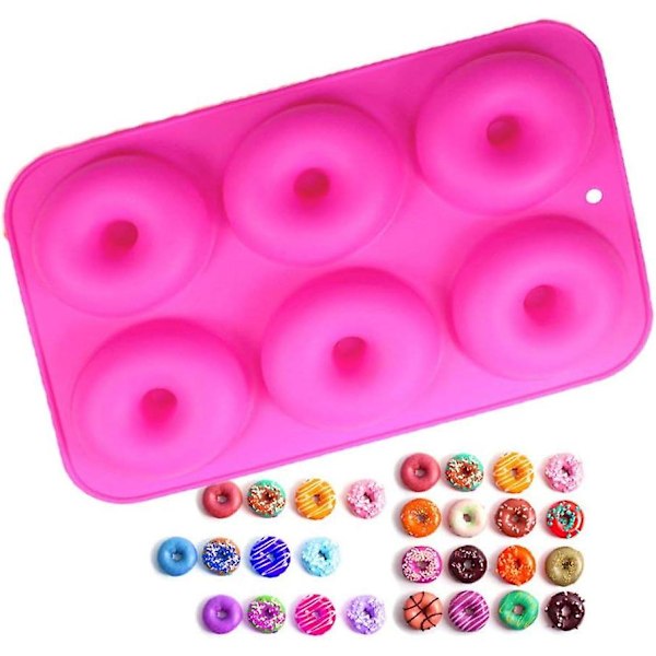 6-hullet silikone donutforme sæt med 2 non-stick bageplade maker bageform