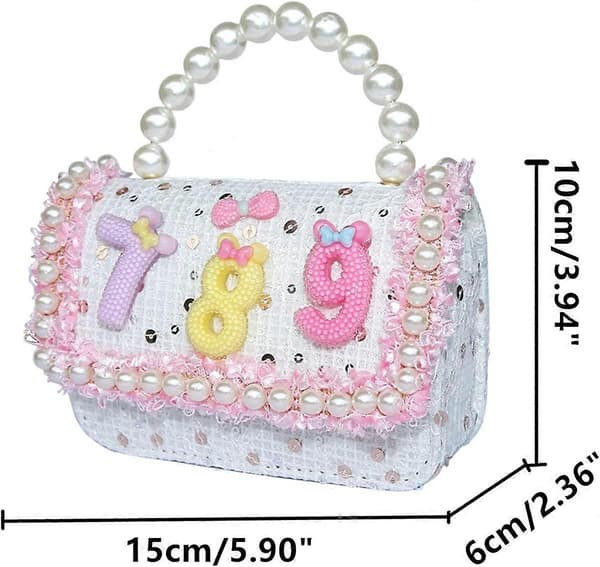 Liten flickors crossbody-väska, pärlhandväskor söt mini messenger axelväska för småbarn, barn