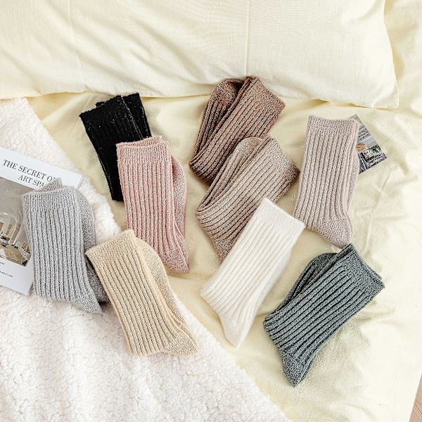 Vinter Kamelhår Randiga Sockor - Dam Japanska Tubsockor