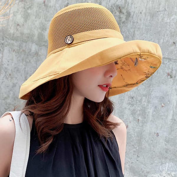 Dame Mesh Solhatte Sommer Strand UV-beskyttelse Sommerhat til udendørs sport Vandring (Beige)