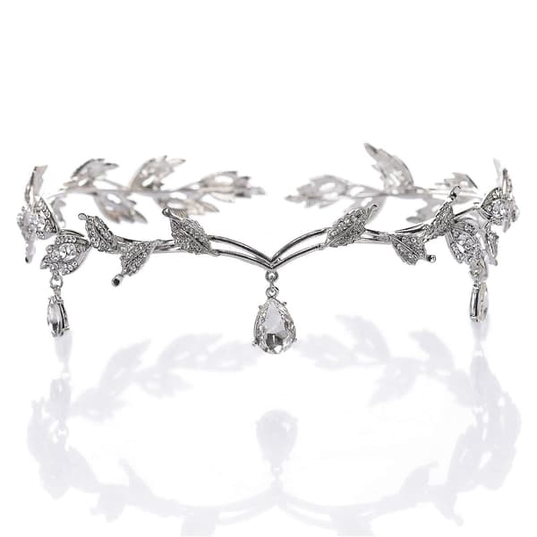 Rhinestone Blad Bryllupskrone Pannebånd Er Egnet For Bruder, Krystall Anheng Hodeplagg Hodeplagg