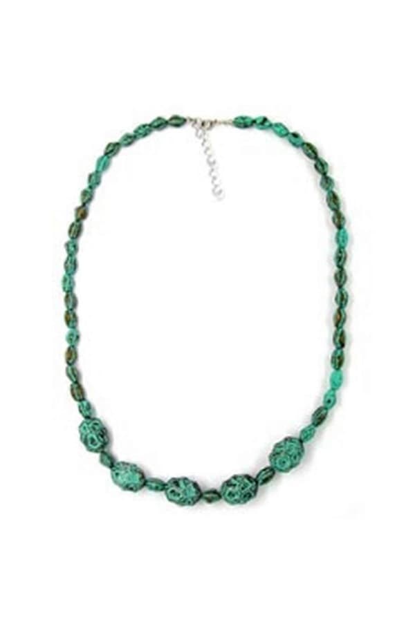 Halsband Iögonfallande Pärlor Grön-svart 55cm - Gl03251