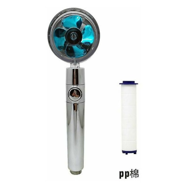 Turboladet håndbruser, propelbrusehoveder, højtryksvandbesparelse, med pauseknap, 360 graders rotation