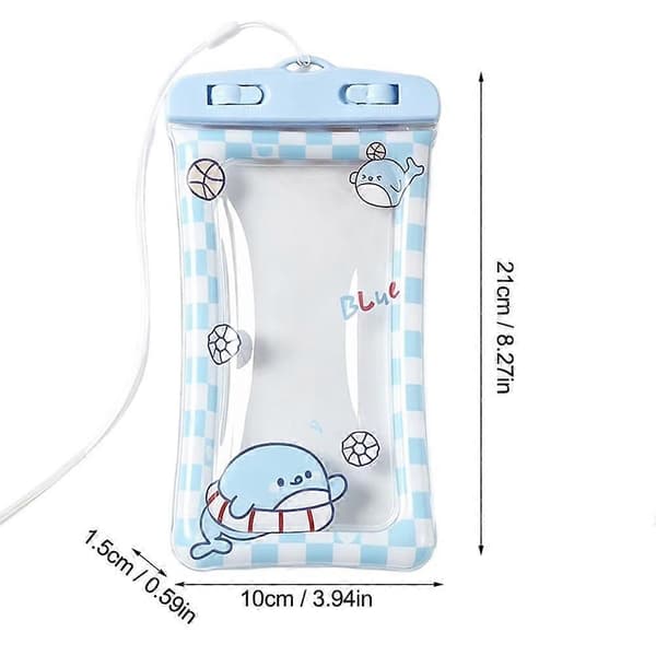 Vattentätt telefonfodral - Remlös torr väska för simning och strand Blue