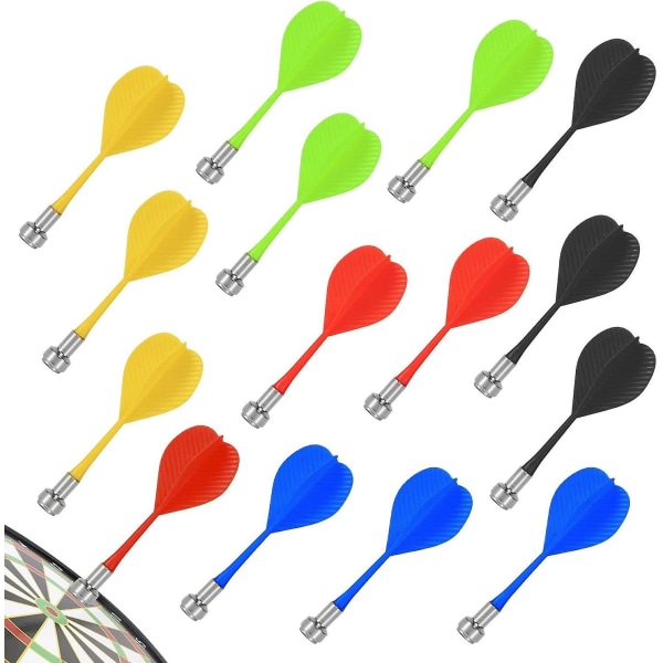 15 stycken magnetiska pilar Säker ersättning Dart tillbehör för inomhusspelsmål 5 färgblandning (grön, röd, gul, blå, svart)