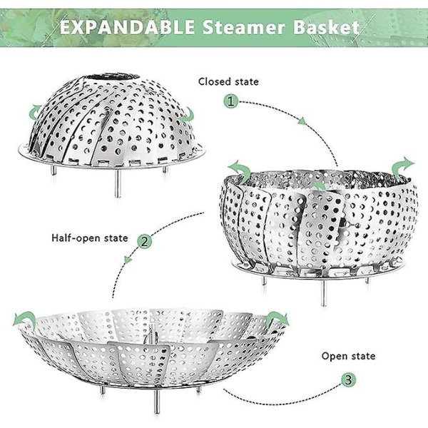 Steamer Rostfritt stål Vikbar grönsaksångare (14cm), Plug-in Steamer Cooker Vegetabilisk skaldjursmatlagning