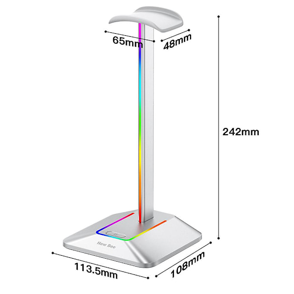 Kuuloketeline, Rgb Valkoinen Kuuloketeline 3 Porttisella Usb-Hubilla Gamer Kuuloketeline Taustavalaistulla Surround-Äänellä