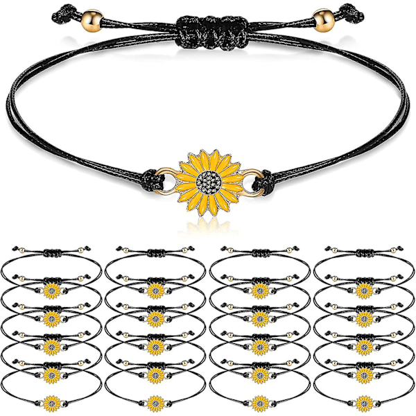 20 stk. Solsikke Armbånd Justerbar Håndlavet Venskab Armbånd Bulk Boho Flettet Reb Streng Armbånd Til Kvinder Teen Piger Par Håndled Ven G