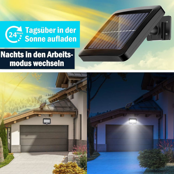 2-pack led solcellslampor utomhus med rörelsesensor, Ip65 vattentät, 120 ljusvinkel, solvägglampa för trädgård