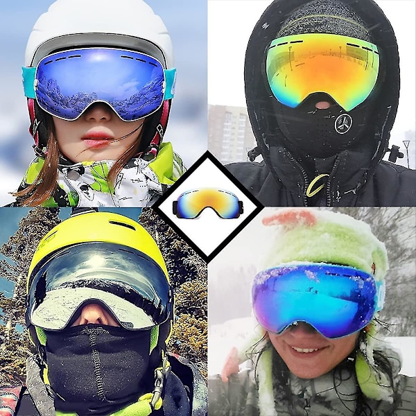 Vindtäta skidglasögon med UV-skydd, snöglasögon med full Revo-spegelglas för män och kvinnor