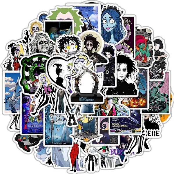 Dekal-klistermärken 50 st Tim Burton Film Laptop-klistermärke Vattentäta Vinyl-klistermärken Bilsticker Motorcykel Cykel Bagage Dekal Graffiti-lappar Skateboard