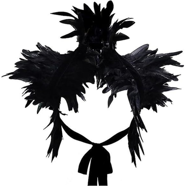 Viktoriansk gotisk naturlig fjäder Crossbody Strap Party Halloween Tie Haklapp