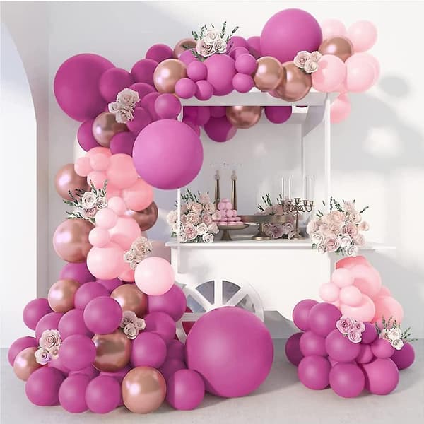 Pink Metallic Ballonbue Kit - 133 Dele Til Dekorationer