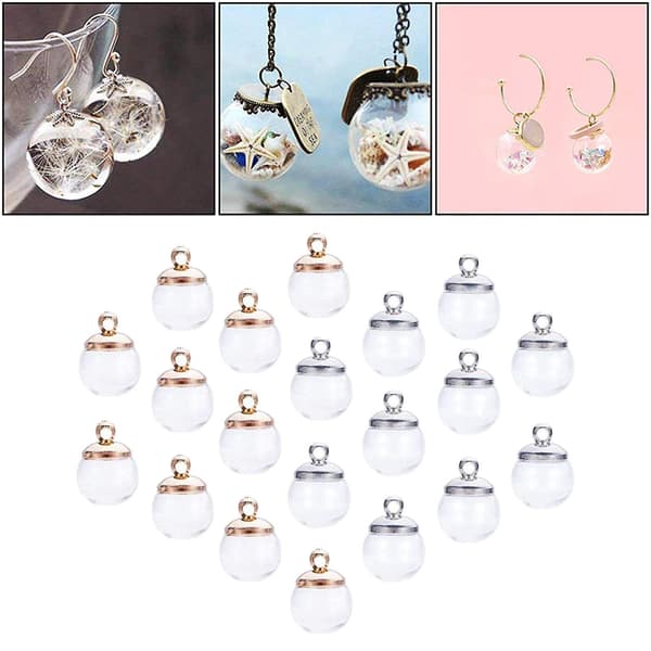 20 st Tomma Genomskinliga Glasglobflaskor Globbollar Dekor Blåsta Pärlor 8mm