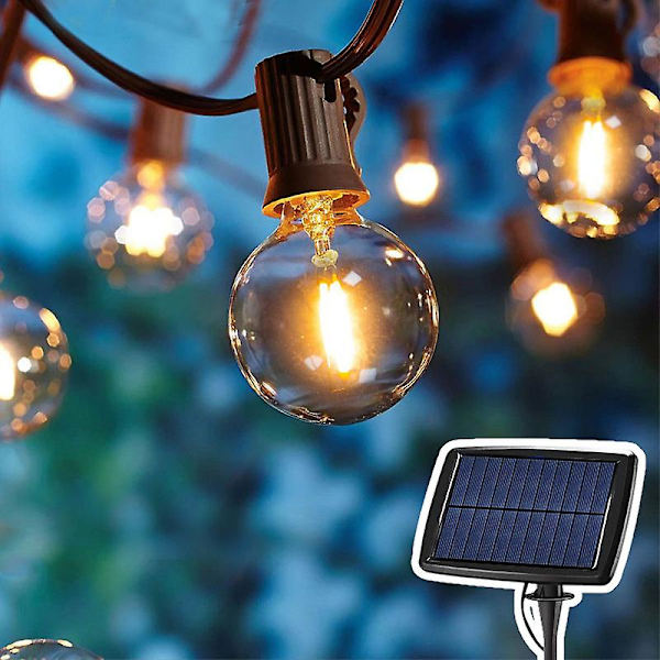 Ulkotilojen aurinkokäyttöiset valosarjat, (kirkkaat LED-lamput) 8 tilaa 3,5 m 10 valoa lämmin valo vedenpitävät valosarjat sisätilojen koristeluun puutarha patio juhlat häät Chris