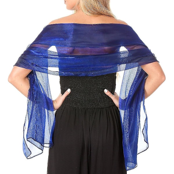 Iridescent Wrap Stole Sjal Til Bryllupper Brude Brudepiger Proms & Fester, Navy