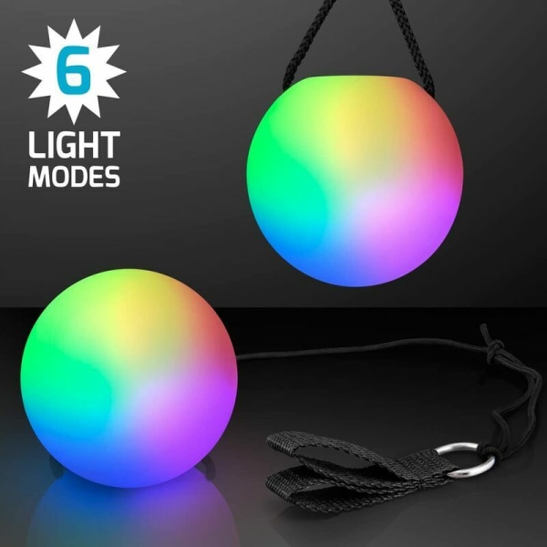 LED Poi-bold hvirvlende lys Rave-legetøj (sæt med 2) farveskiftende Poi-bolde