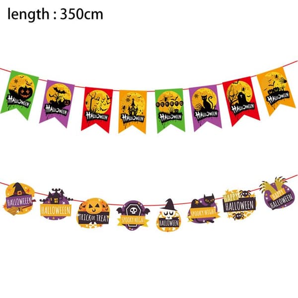 \"Happy Halloween\" banner, Halloween festdekorationer, træk-tilbage hængeflag, til hjemsøgte huse og...