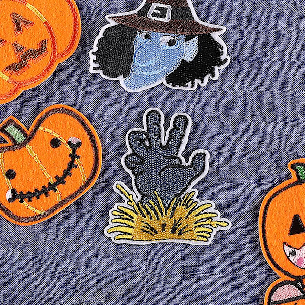 Dww-12 computer embroidery pumpkin fabric stickers skull Halloween elements patch shoes hat backpack clothing accessories embroidery sticker