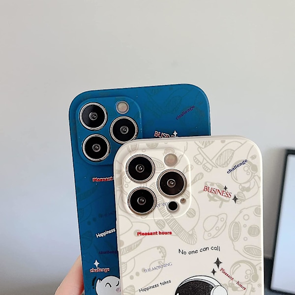 Sött skal till iPhone 13, Cool tecknad rymdastronaut planet mån design snygg mjuk TPU stötdämpande halkfri skyddande trendigt skal (iphone 1