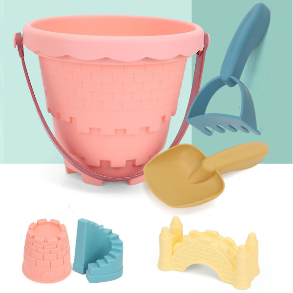 Kreativt barnsandslottformleksak DIY sommarstrandverktyg utomhusleksak (grönt slott)
